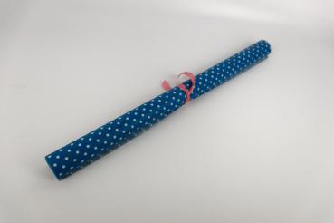 Preview: 50x70 cm Zuschnitt Baumwolle Wachstuch Azurblau mit weißen Punkten